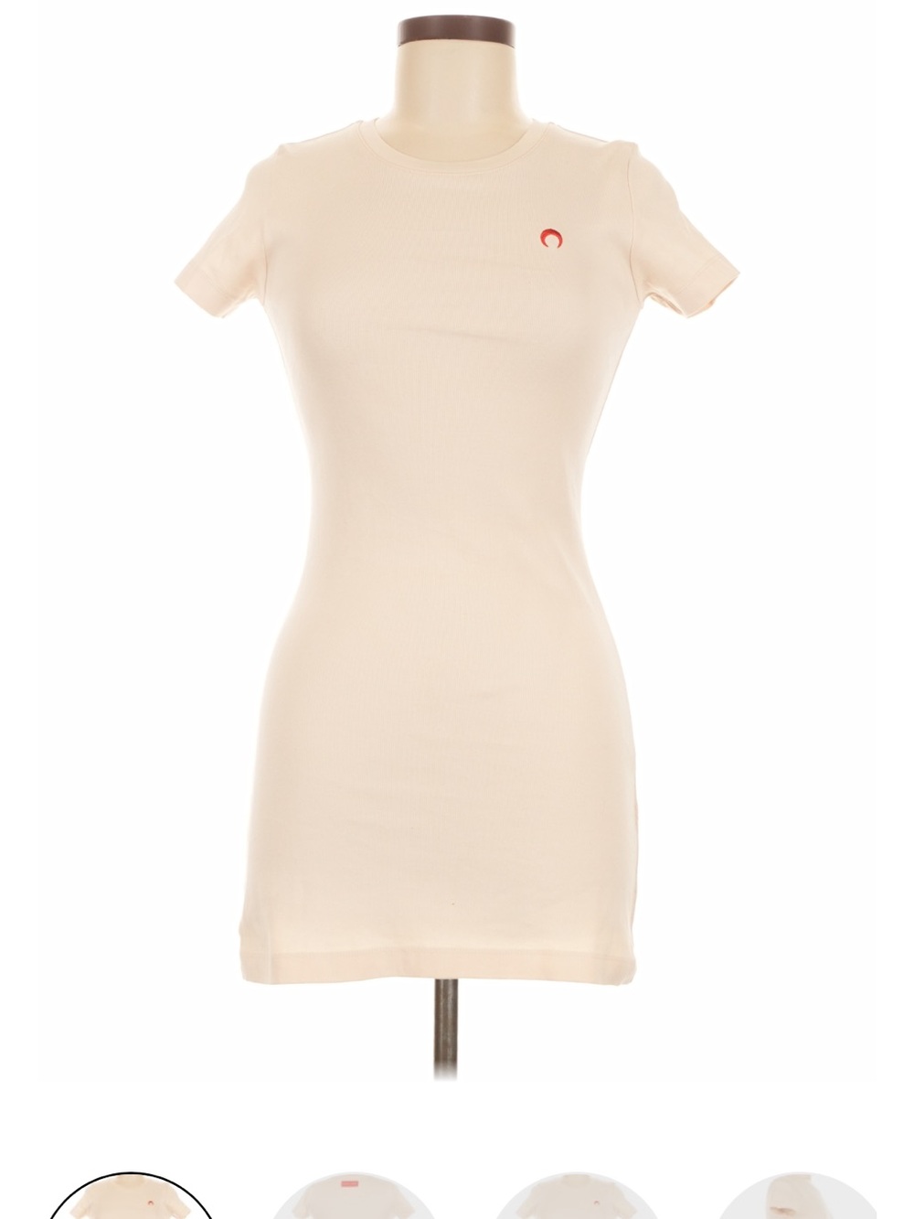 Marine Serre Cream Dress with Red Logo Patch
